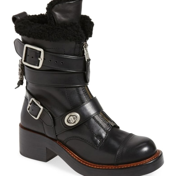 Coach Shoes - COACH  'Zip Moto' Genuine Shearling Boot